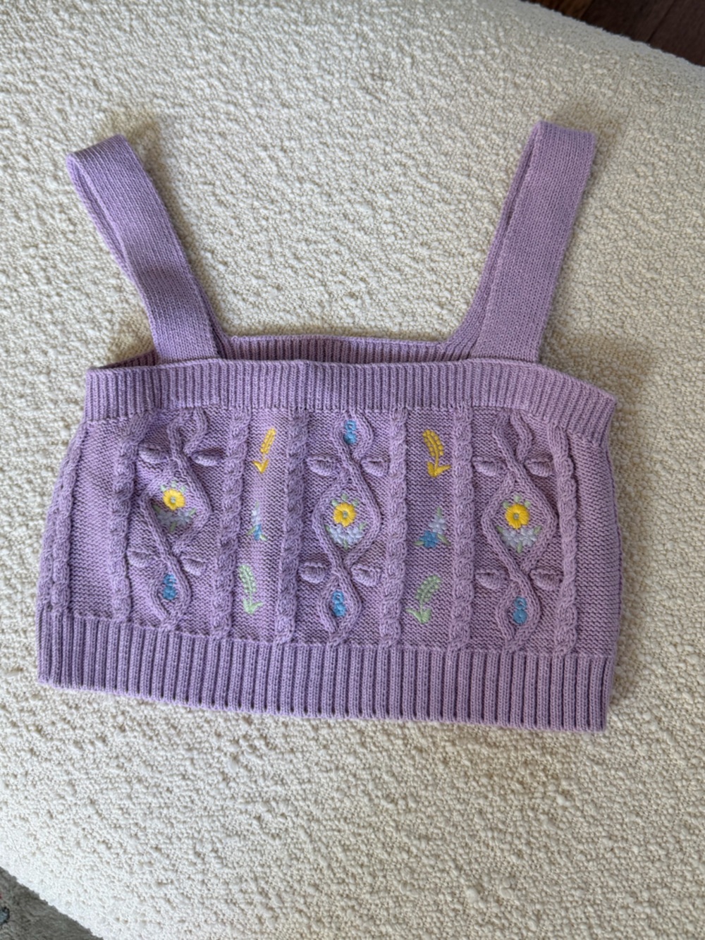 Zara Lilac Knit Floral Embroidered Top